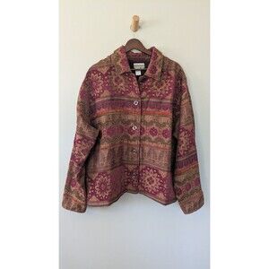 Coldwater Creek Tapestry Jacket 2X Floral Brocade Southwestern Retro Textured